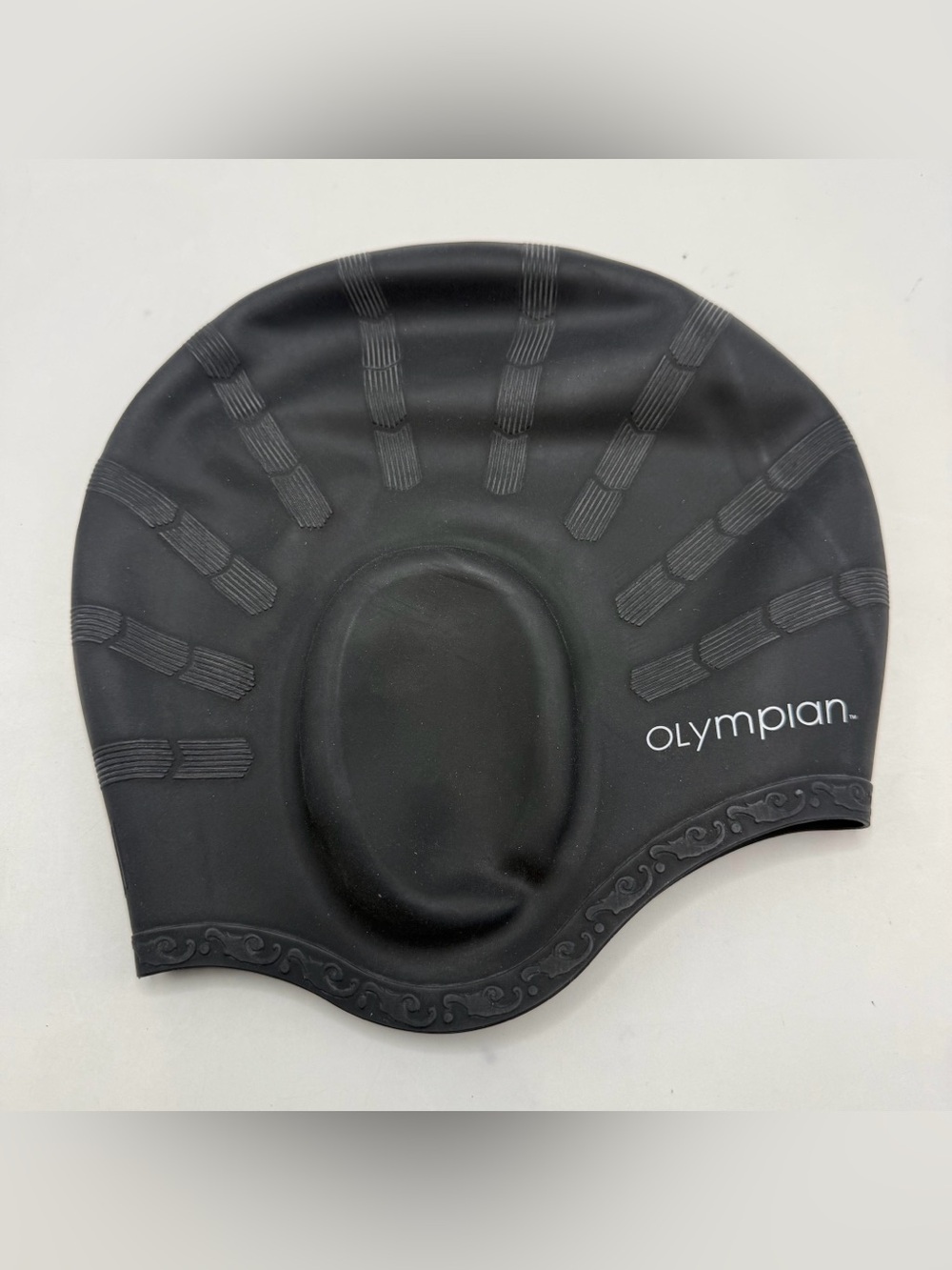 Olympian Long Hair Silicone Swim Cap Black Comfort Fit NWOT
